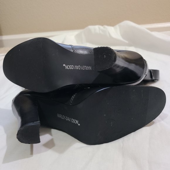 Harley Davidson Black Motorcycle Boots with Side Zip & 4" High Heel - Size 7 - Picture 8 of 15